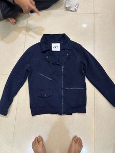 Zara Navy Blue Moto Jacket | Winter Wear |Chest 40
