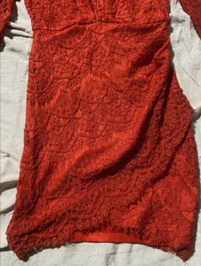 Orange Short Lace Mini Dress