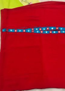 Blue Kurta Set with Red Pants