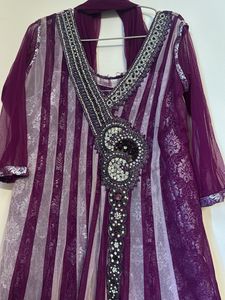 Elegant Purple Embellished Kurta Set