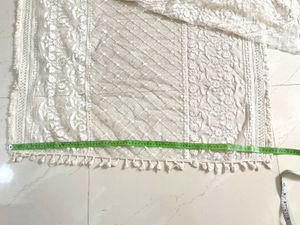 Elegant White Embroidered Dupatta