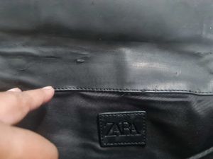 ZARA Black  leather studded crossbody bag