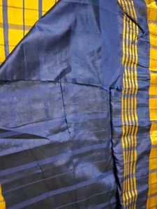 Yellow &amp; Blue Checkered Saree