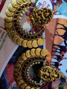 18K Gold-Plated  Lakshmi Coin Jhumka Earrings