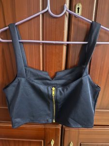 Chic Navy Blue Crop Top