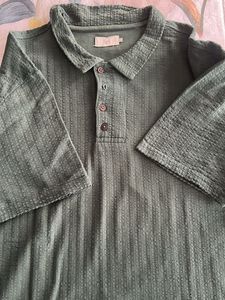 Green Textured Polo Shirt