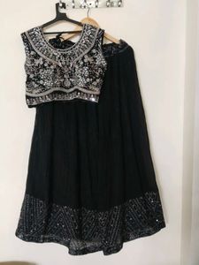 Stunning Embellished Black Lehenga Choli Top