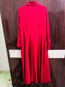 Chic Red Collared Maxi Dress