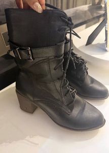 Stylish Navy Blue Lace-Up Boots