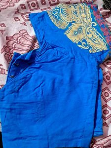 💞💞Royal Blue blouse with Golden Border