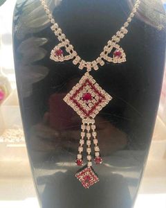 Sparkling Red and Silver Necklace Set