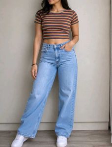 Multicolor Rainbow Striped Crop Top & Free Gift