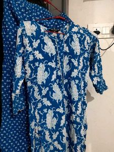 Blue Floral Print Kurta