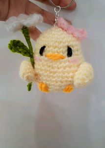 Crochet Chick or Sun keychain