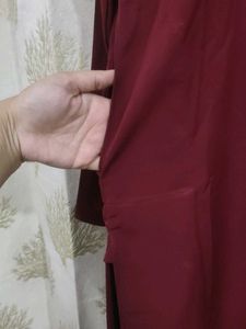 Maroon Embroidered Kurta