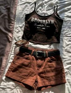 H&amp;M Brown Fringed Shorts