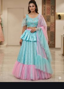 Designer Blue & Pink Lehenga Choli