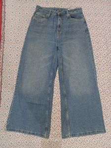 Wide Leg Blue Denim Jeans