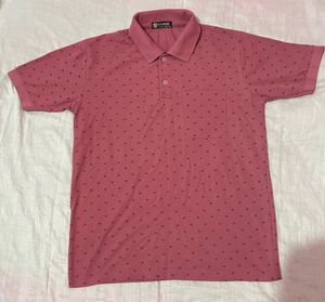 Men's Pink Printed Polo T-Shirt