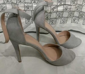 Grey heels(velvet finish stilletos)