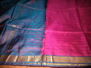 Pure Silk Saree - Blue & Pink