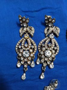 Sparkling Black &amp; White Stone Earrings