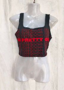 51810. Black & Red "PRETTY" Crop Top