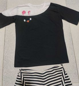 Cute Bunny Top &amp; Striped Shorts Set zara brand