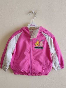Cute Pink Hooded Jacket with Pear Applique