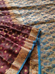 Elegant Maroon &amp; Blue Saree