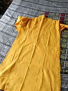 Vibrant Yellow Kurta with Red Embroidery