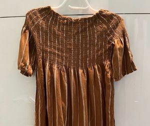 brown striped stretchable dress