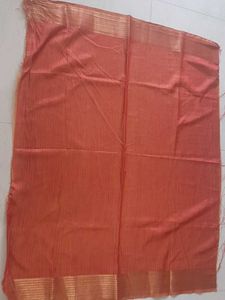 Elegant Orange Fabric/blouse piece Gold border