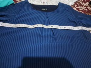 Blue Striped Short Sleeve Top