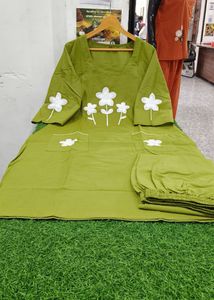 Trendy Olive Embroidered Co-ord Set