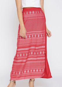Aurelia Reddish pink a line skirt with White Print