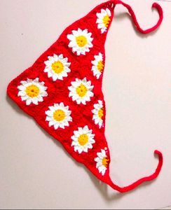 Handmade Crochet Daisy Square Bandana