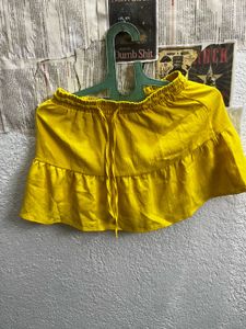 Yellow Tiered Mini Skirt