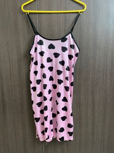 beautiful pink color heart print nighty for sale