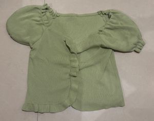 URBANIC Light Green Puff Sleeve Top