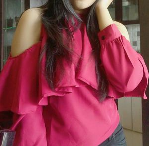 Maroon Cut Shoulder Top