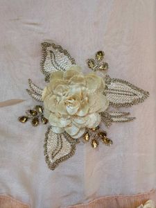 Floral Peach Embroidered Saree