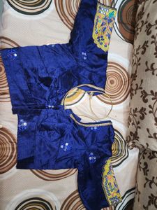 Embroidered Blue Silk Blouse