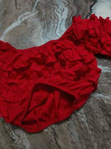Red Ruffled Sleeve top