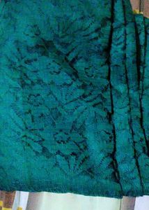 Elegant Teal Floral Lace Saree