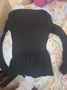 Cute Black Peplum Top