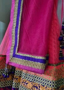 Vibrant Pink Net Lehenga Chunni Blouse