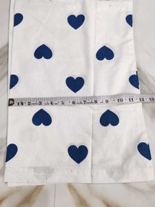 White Palazzo Pants with Blue Hearts