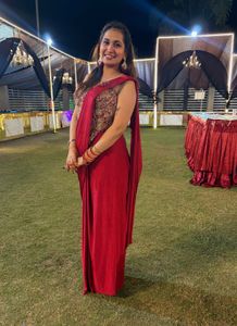 Beautiful Red Saree with Embellished Blouse