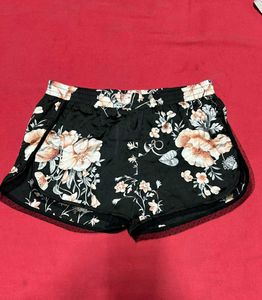 Floral Black Shorts
